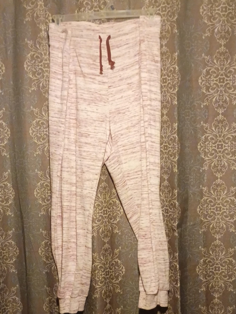 just be Marled Cream Jogger Pants with Rust Drawstring